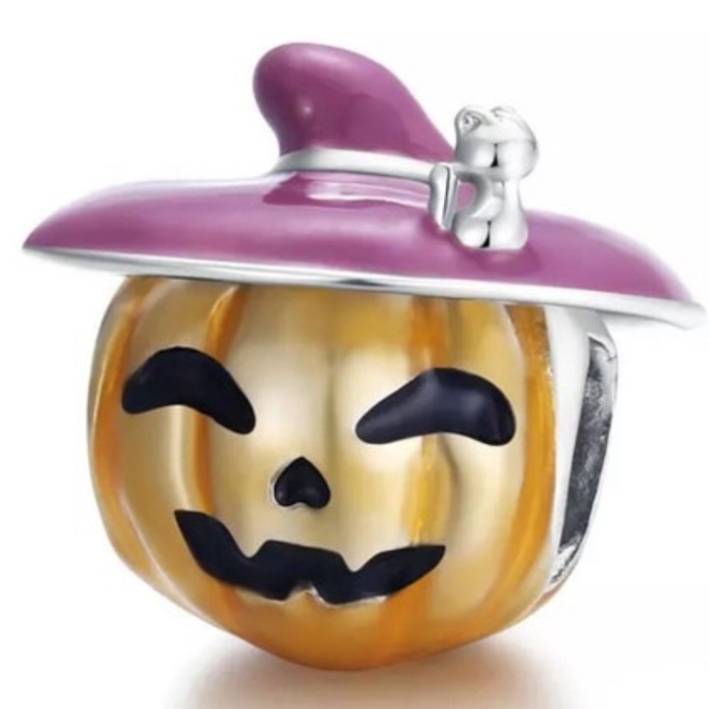 Pumpkin Charm, Witch Charm, S925 Silver Stamped, Halloween Jewelry, fits Pandora